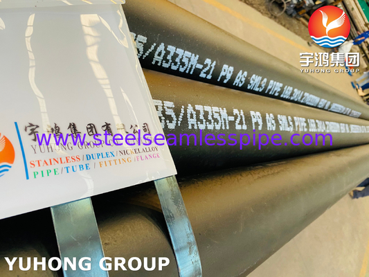 ASME SA335 P9 tuyau sans soudure en acier allié pour four à chauffage, chauffeur à chauffage, tube de convection, tube radiant