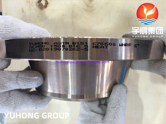 ASTM B151 C70600 2.0872 Alliage de Cu-Ni à brides de cou forgé RF B16.5