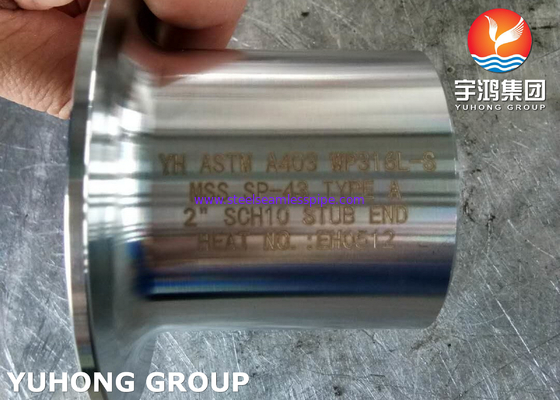 ASTM A403 WP316L-S Stub End DACTYLOGRAPHIENT à un produit pétrochimique de gaz de pétrole de BW le gaz naturel