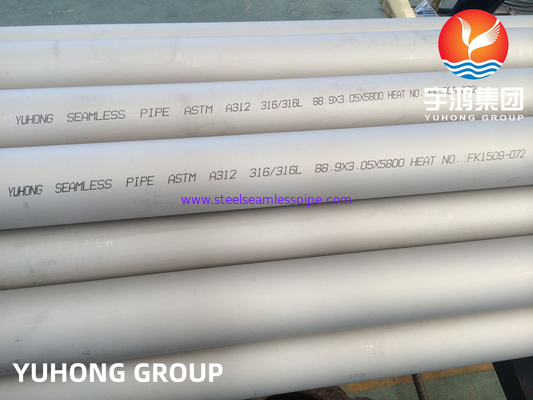 Le péché Costura ASTM A312 TP304L TP316L de Tubos de Acero Inoxidable a recuit mariner 100% UT ET
