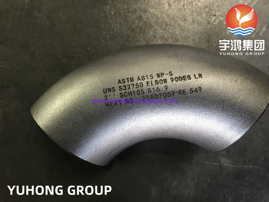 ASTM A815 WP-S UNS S32750 acier inoxydable super duplex sans soudure 90° coude LR B16.9