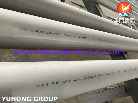 Tuyau sans couture en acier inoxydable 254 SMO ASTM A312 UNS S31254 pour échangeur de chaleur et industrie chimique