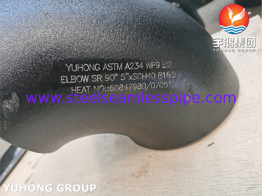 Les pièces de raccordement de tuyauterie sans couture ASTM A234 WP9 CL1 90° ELBOW BW SR 5&quot; SCH40