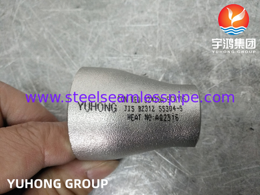 JIS B2312 SS304 Reducteur de soudage à bout sans couture ECC Reducteur raccords en acier inoxydable