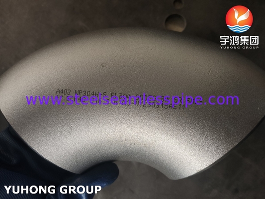 ASTM A403 WP304H Pipe en acier inoxydable en soudage par boutonnage, montée à 90 degrés SR Coude