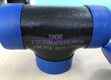 ASTM A860 WPHY60/42/52/65/70/TÉ RÉDUCTEUR 80, ÉCARTENT 2" d'un coup de coude surface de noir de SCH80 BW ASME B16.9 OU revêtement de couleur