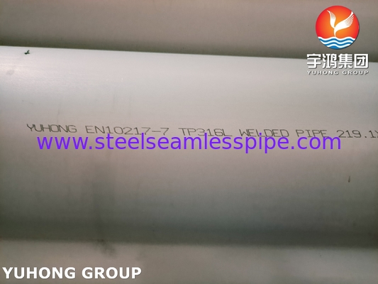 TP316L EN 1.4404 Pipe de traitement des eaux usées pour usines de traitement des eaux usées EN10217-7 Efficacité standard