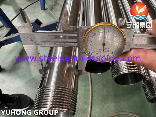 Tube en acier inoxydable sanitaire ASTM A270 TP304 avec extrémité filetée extérieure