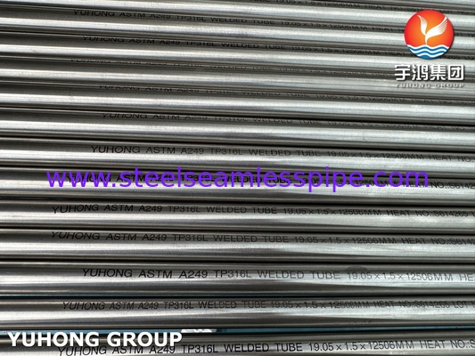 ASME SA249 TP316L Tube soudé en acier inoxydable à haute anti-corrosion pour tube échangeur de chaleur