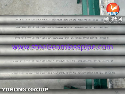 Pipe sans soudure en acier inoxydable ASTM A312 TP316L destinée au service général de corrosion