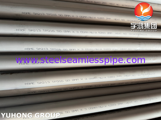 ASME SA213 TP316 (UNS S31600) Tube sans soudure en acier inoxydable pour échangeur de chaleur et chaudière