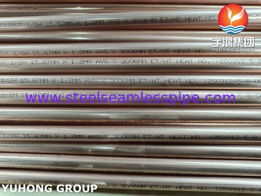 JIS H3300 C1220T Tubes sans soudure en cuivre et acier désoxydés au phosphore