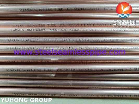JIS H3300 C1220T Tubes sans soudure en cuivre et acier désoxydés au phosphore