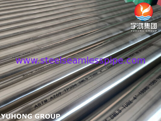 Tubes sans soudure en acier inoxydable brillant recuit ASTM A269 TP304 pour évaporateur 4" 18BWG
