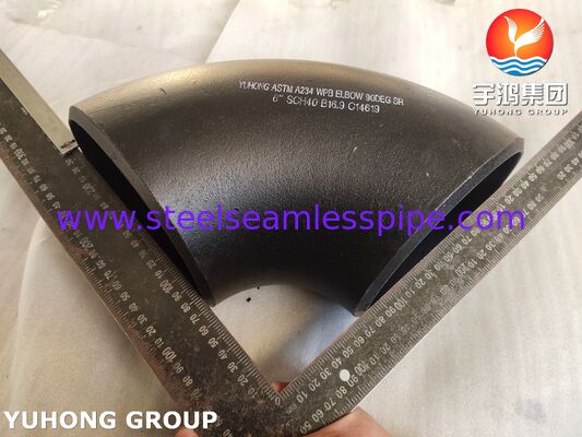 Pièces de raccordement de tuyaux en acier au carbone sans soudure, A234 WPB Elbow for Pressure Piping ASME B16.9