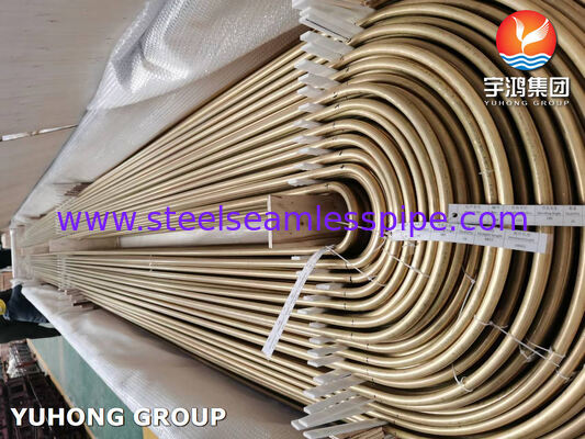 ASME SB111 C68700 Tubes sans soudure en laiton en aluminium arsenic U Bend avec attaque d'impingement