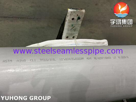 ASTM A358-CL1 TP316/TP316L Pipe en acier inoxydable soudée par fusion électrique avec une forte résistance à la corrosion