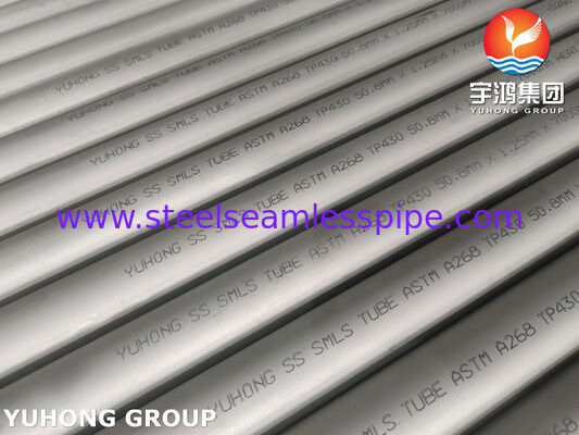 Tube sans soudure en acier inoxydable ASTM A268 TP430, UNS S43000 pour tube d'échangeur de chaleur