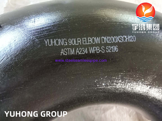 ASTM A234 WPB Coude en acier au carbone, rayon de longueur (LR), tuyau soudé à bout en pièce homogène B16.9
