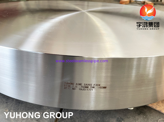 SA965 F304 Disque forgé en acier inoxydable propriétés mécaniques supérieures