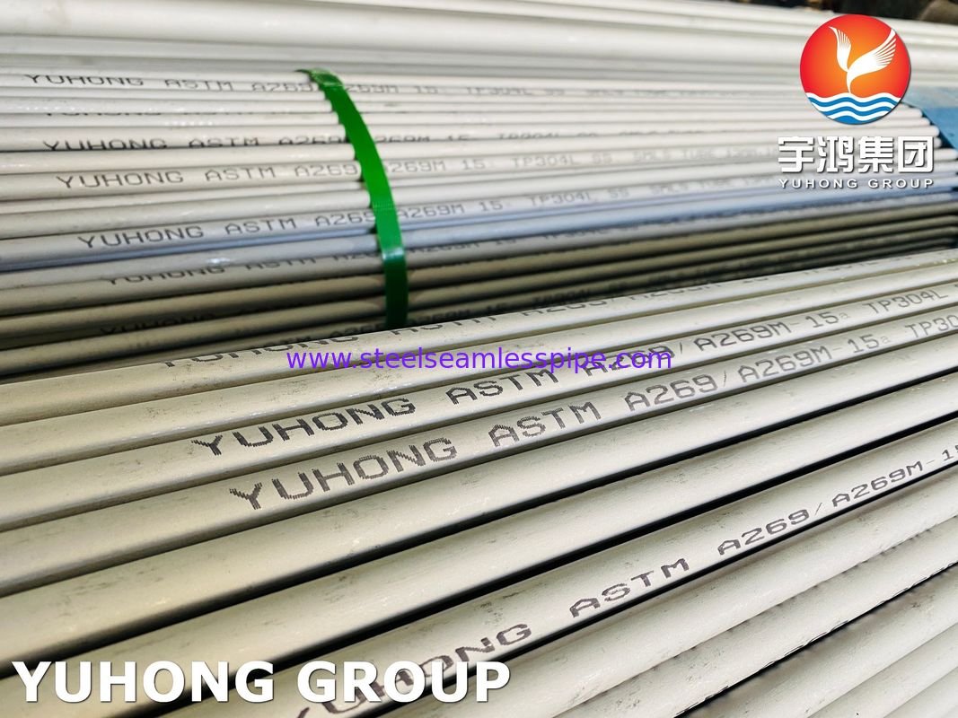 ASTM A269 TP304L Tubes sans soudure en acier inoxydable enduits de vinaigre, recuit pour échangeur de chaleur avec test PMI