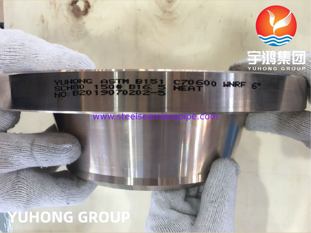 ASTM B151 C70600 2.0872 Alliage de Cu-Ni à brides de cou forgé RF B16.5