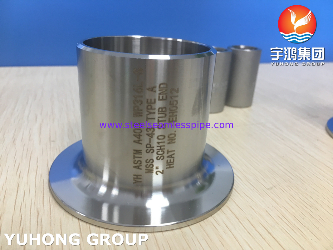 ASTM A403 WP316L-S Stub End DACTYLOGRAPHIENT à un produit pétrochimique de gaz de pétrole de BW le gaz naturel