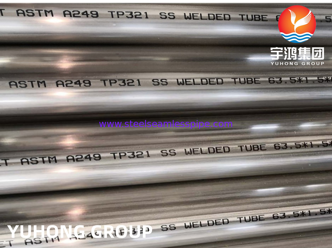ASTM A249 TP321 Tubes soudés en acier inoxydable à chaudière brillante recuit, échangeur de chaleur et superchauffeur