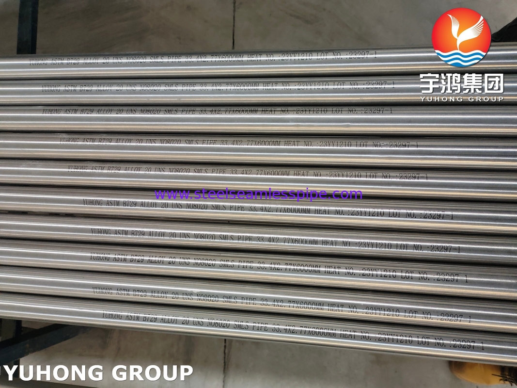 ASME SB729 UNS N08020 Pipe sans soudure en alliage de nickel pour évaporateur d'acide phosphorique