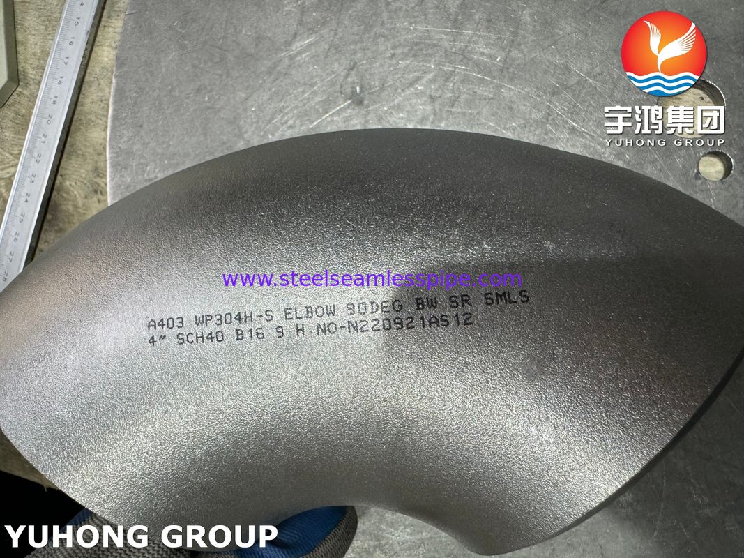 ASTM A403 WP304H raccord en acier inoxydable à courte portée coude soudé à l'envers sans soudure B16.9