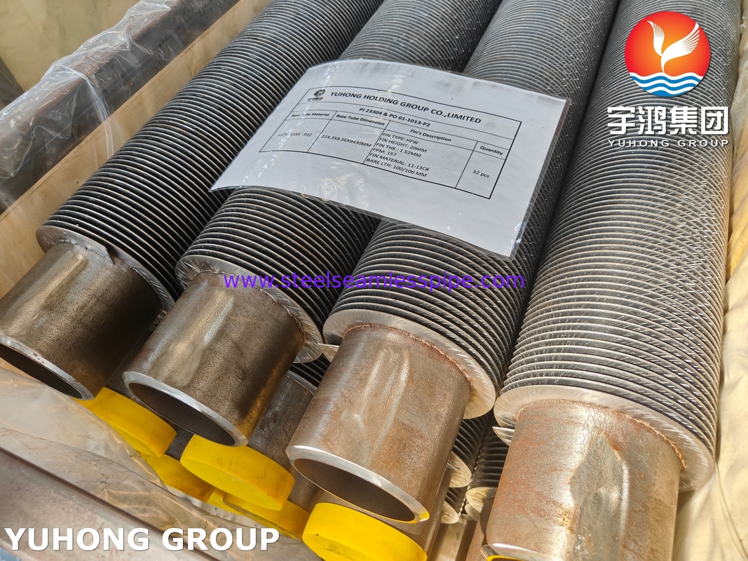 Tube sans soudure en acier allié ASME SA335 P22 avec ailettes pleines HFW pour système HRSG