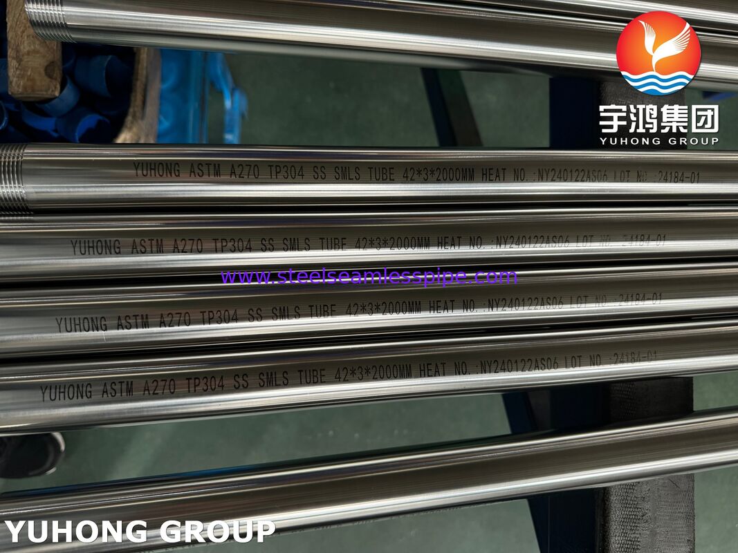 Tubes sanitaires en acier inoxydable ASTM A270 TP304 3A pour usine de boissons, extrémité de fil NPT