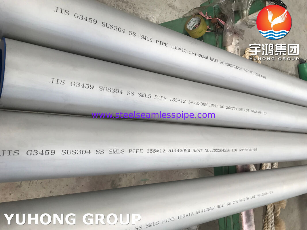 TUYAU SANS SOUDURE EN ACIER INOXYDABLE JIS G3459 SUS304 BARRE CREUSE POUR SERVICE CORROSIF GÉNÉRAL