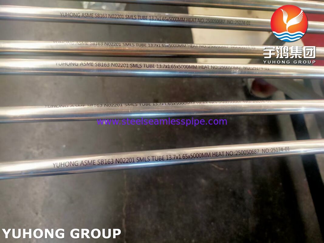 ASME SB163 UNS N02201 Tubes en alliage de nickel sans soudure pour échangeurs de chaleur et condensateurs