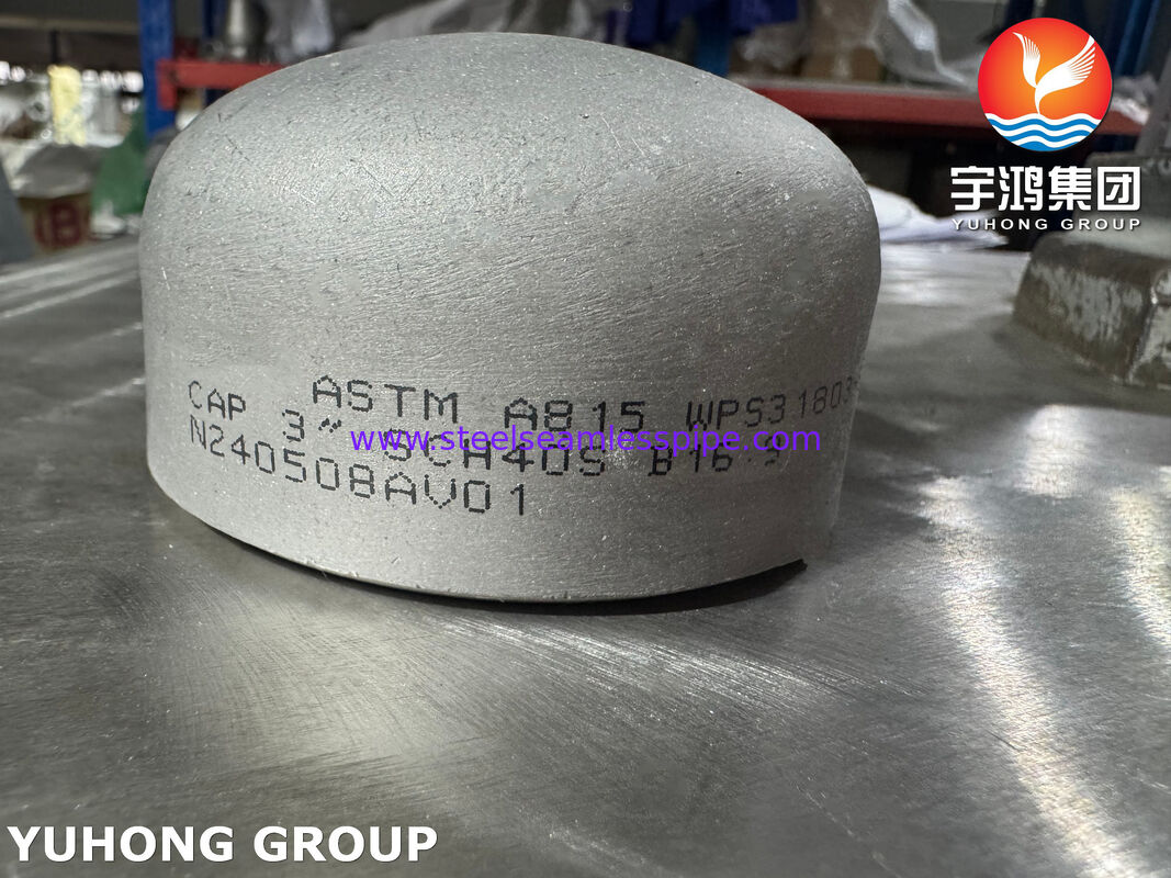 Bouchon d'extrémité de garnitures de tuyau du duplex 2205 de chapeau de tuyau d'acier inoxydable duplex d'ASTM A815 WPS31803