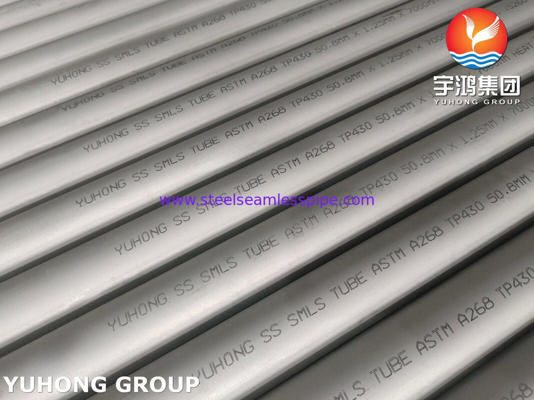 Tube sans soudure en acier inoxydable ASTM A268 TP430, UNS S43000 pour tube d'échangeur de chaleur