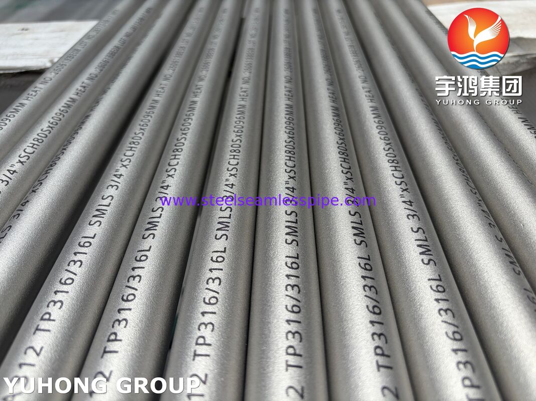 Tuyau en acier inoxydable sans soudure ASTM A312 TP316/316L pour applications chimiques et industrielles