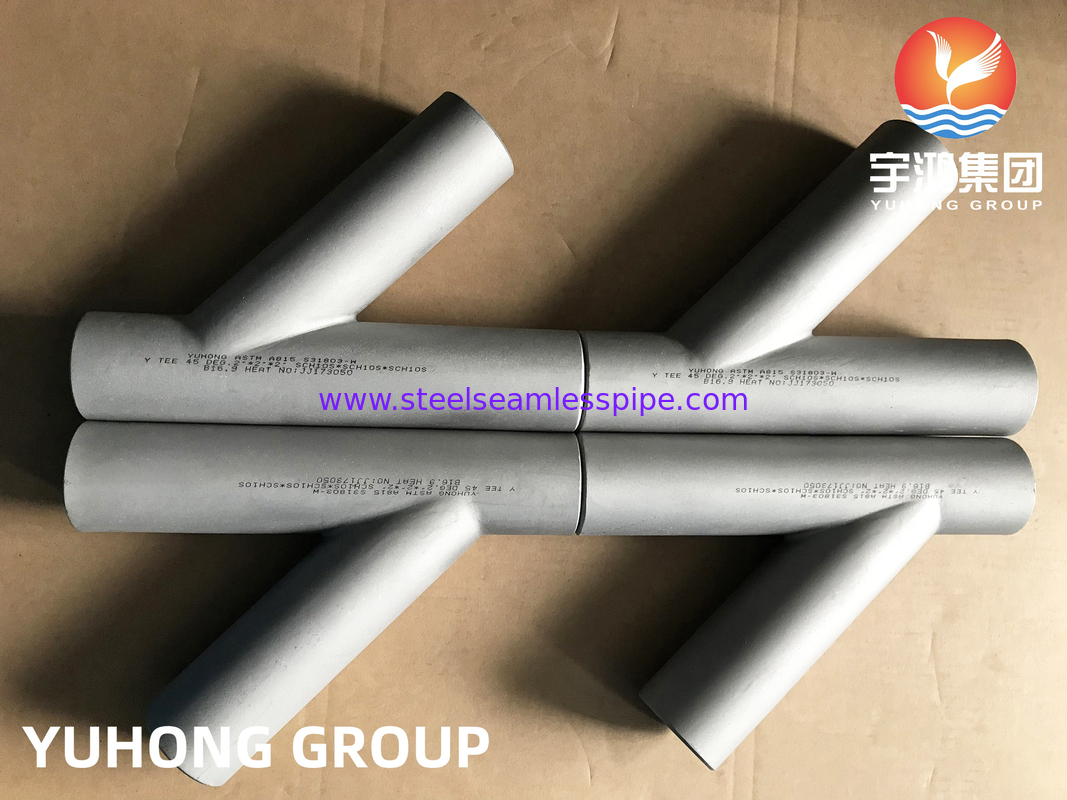 L' acier duplex ASTM A815 S31803, en forme de Y, en forme de tee, en forme de tuyau de soudage à bout B16.9