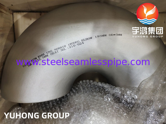 Alliage de nickel soudé bout à bout des garnitures de tuyau B16.9 ASTM B366 Incoloy 800H coude de 180 degrés
