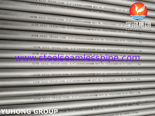 ASTM A312 TP316L / UNS S31603 / EN 1.4404 Pipe sans soudure en acier inoxydable pour l'industrie