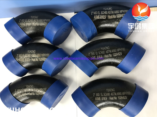LES GARNITURES DE TUYAU D'ACIER D'ASTM A860 WPHY60 SCH40 BW B16.9 NOIRCISSENT LA PEINTURE