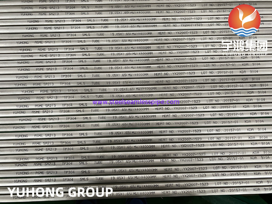 Épaisseur de paroi sans couture de Minimun de tubes d'échangeur de chaleur d'ASTM A213 A213M ASME SA213 TP304 solides solubles
